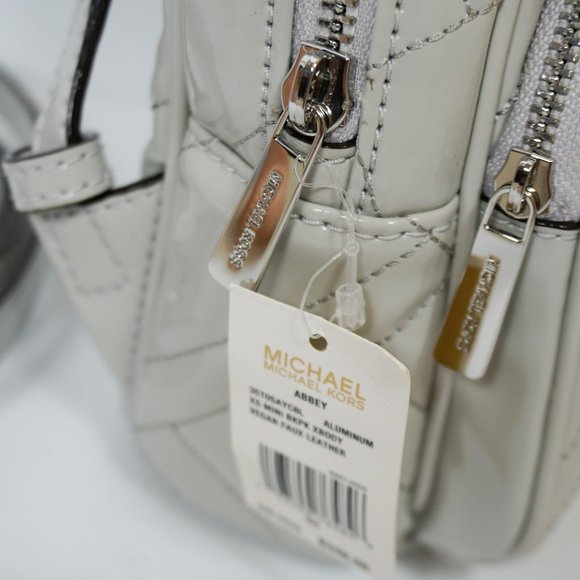 Michael Kors ABBEY XS MINI Backpack Crossbody Bag Quilted Grey Aluminum main image 12